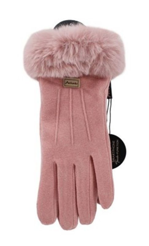 Vanter med fluffy pelskant, rosa