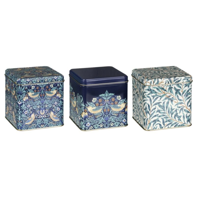 Oppbevaringsbokser Red Strawberry Thief  William Morris sett med 3 stk 