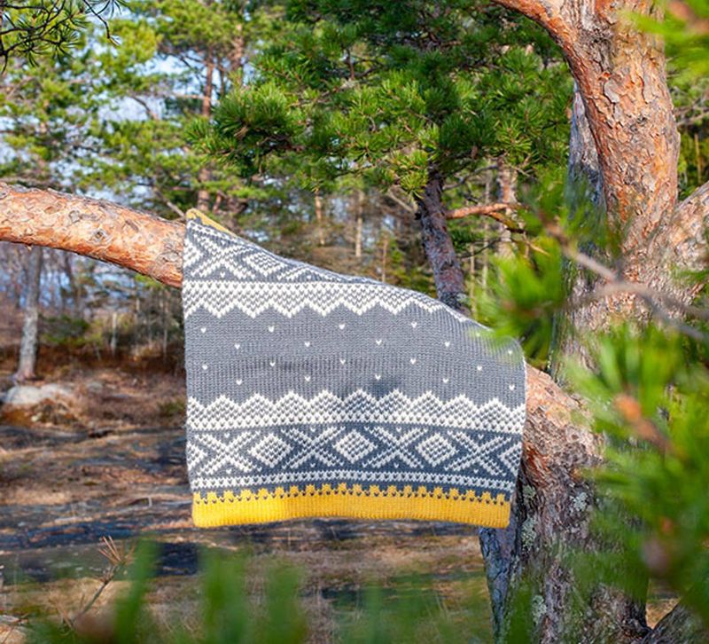 Sitteunderlag Mariusmønster gul/grått/hvit