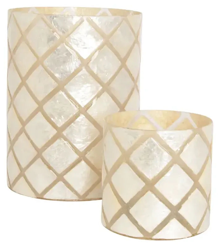 Halvor Bakke Varca Ruted Telysholder 10x10 Hvit/Creme Capiz