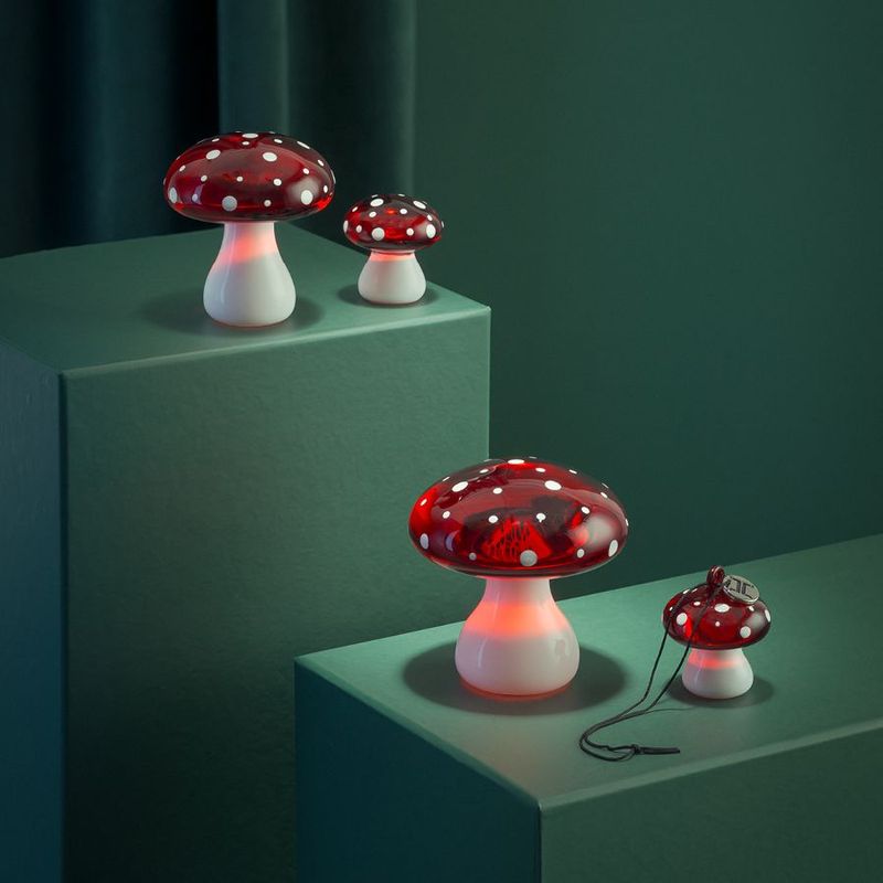 Bordpynt Fluesopp, rød 6,2 cm Hadeland Glassverk