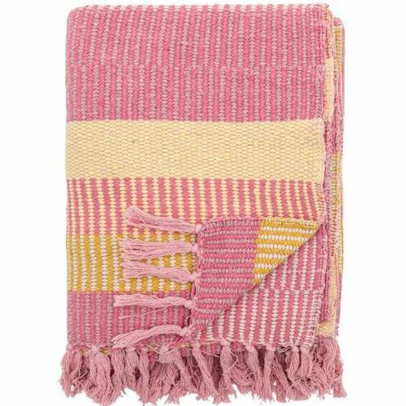 Bloomingville pledd Isnel Pink Plaid, 160x130 cm