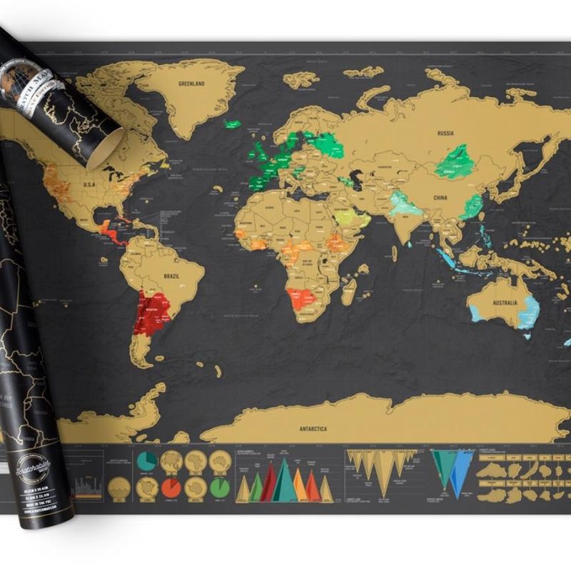 Scratch Map Deluxe skrapekart i sort og gull fra Luckies of London 