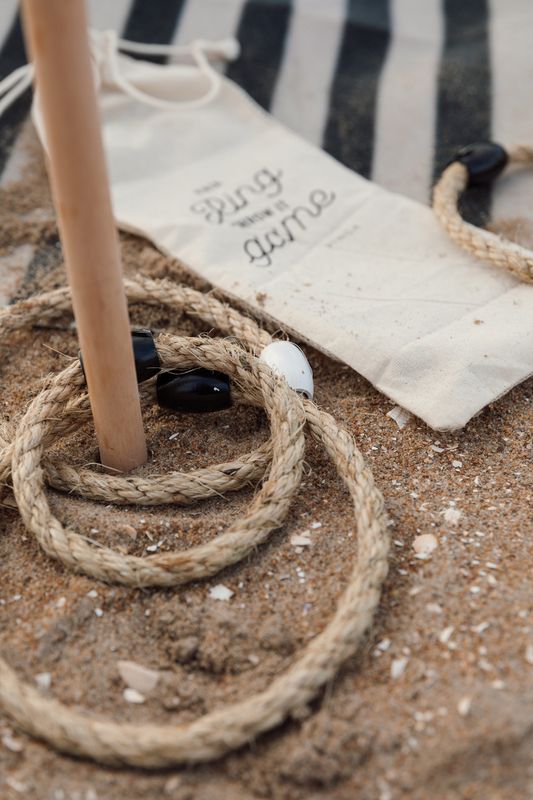 Retro Ringspill Faia - Pinne av furu og ringer av jute Vinga