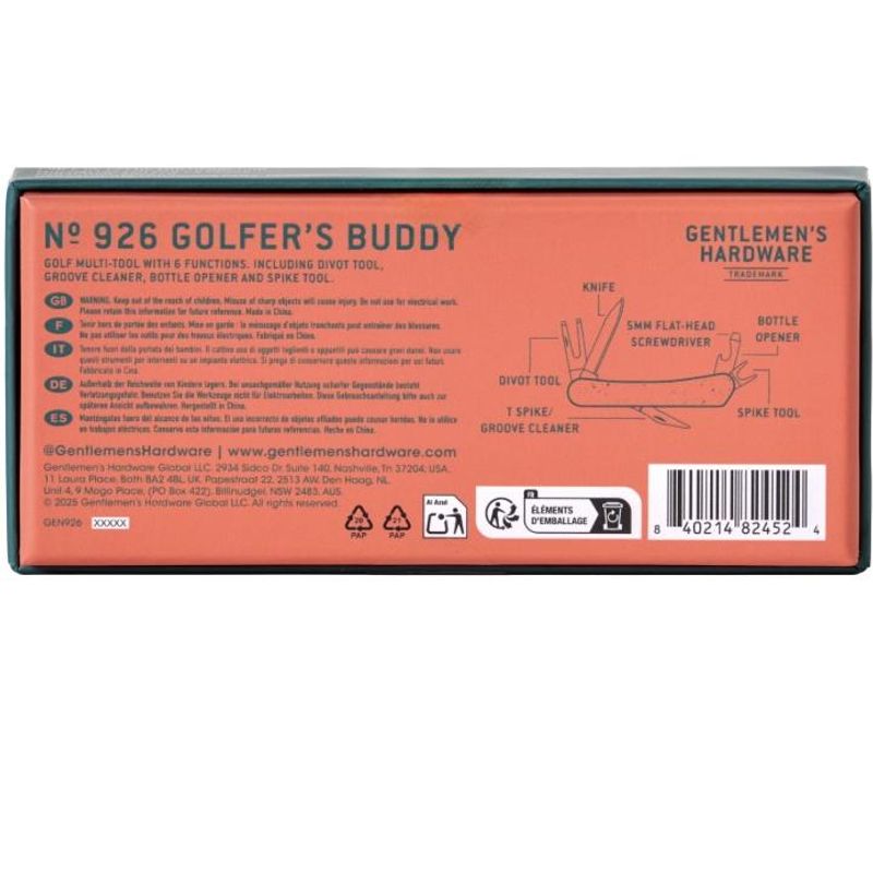 Golf multiverktøy 6-i-1 fra Gentlemen's Hardware