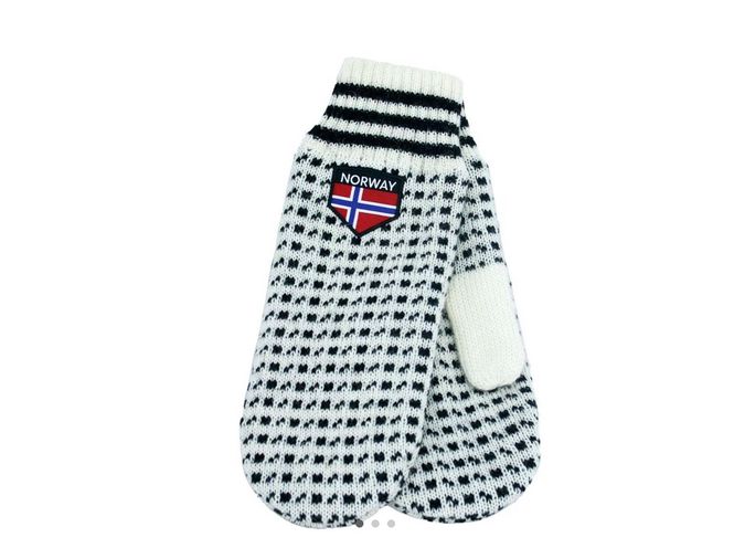 Hovedbilde Strikkevotter Islender, hvit/sort, L/XL