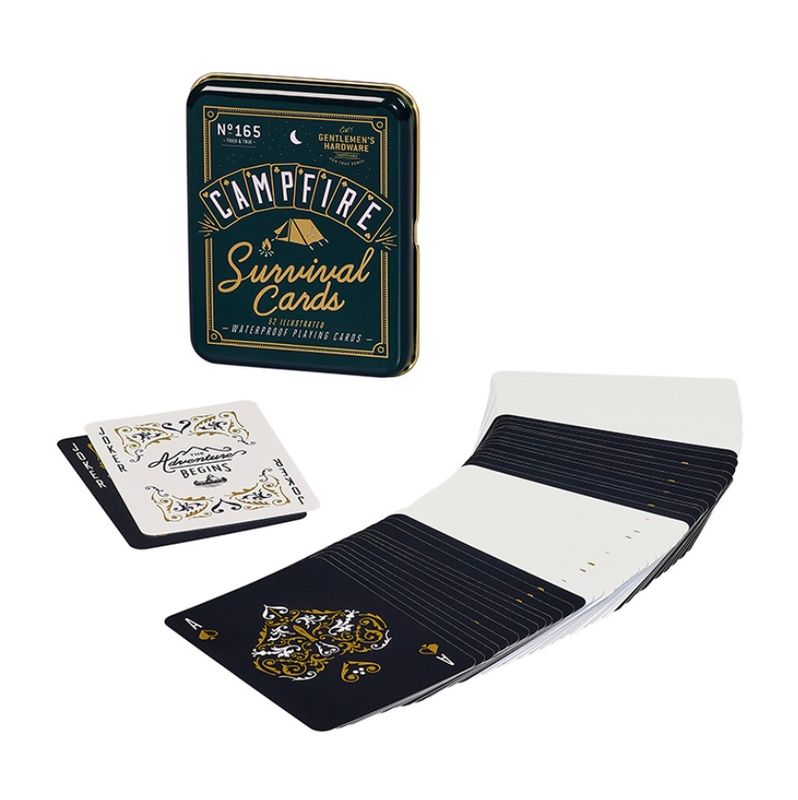 Vanntette spillkort med overlevelsestips fra Gentlemen's Hardware