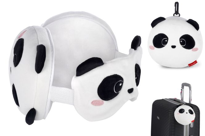 Hovedbilde Bamse,  pute og øyemaske i ett My Travel Buddy Panda