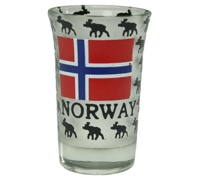 Hovedbilde Snapsglass Elg og Norsk Flagg