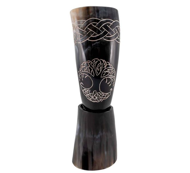 Hovedbilde Mjødkrus - Vikinghorn med holder, Yggdrasil
