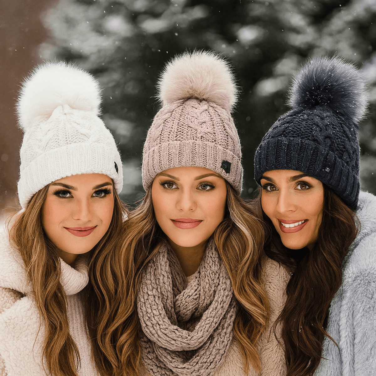 Lue ribbestrikket m fuskepelsdusk, beige