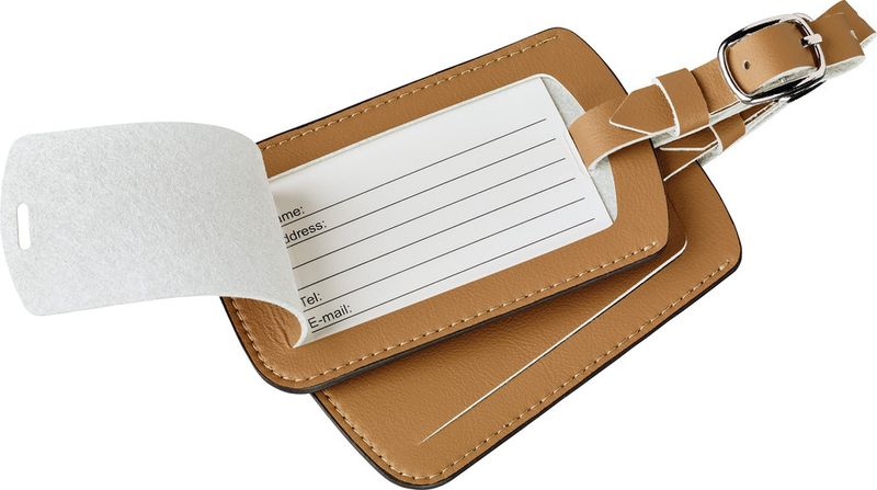 Go Travel Bagasjemerker PU-skinn 2-pk, beige